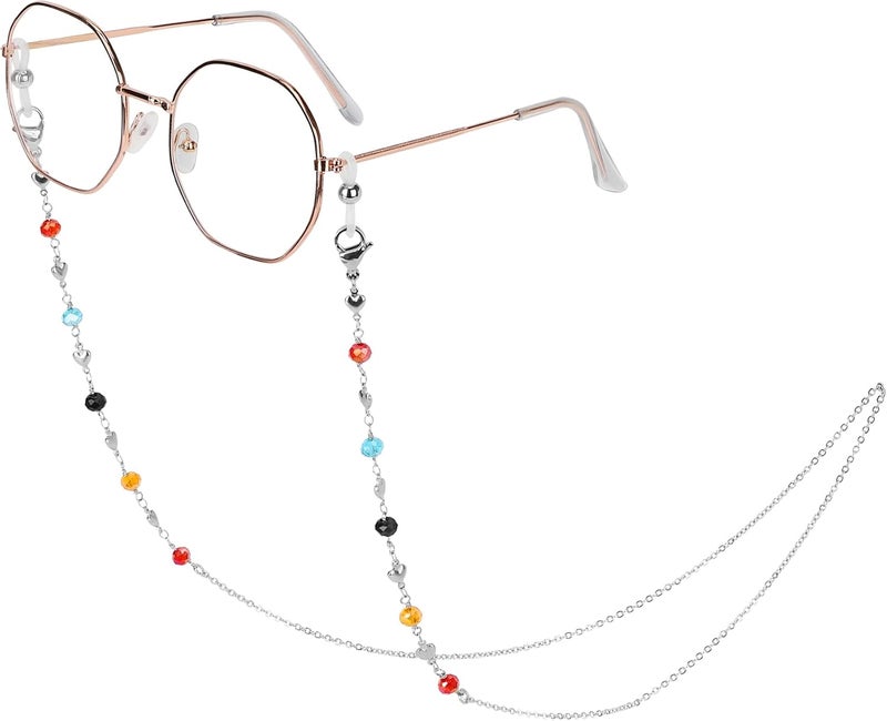 Hongeely Eyeglass Chain Silver Stainless Steel Handmade Necklace for Reading Glasses Sunglass Beaded Chains for Men Women - Image 1